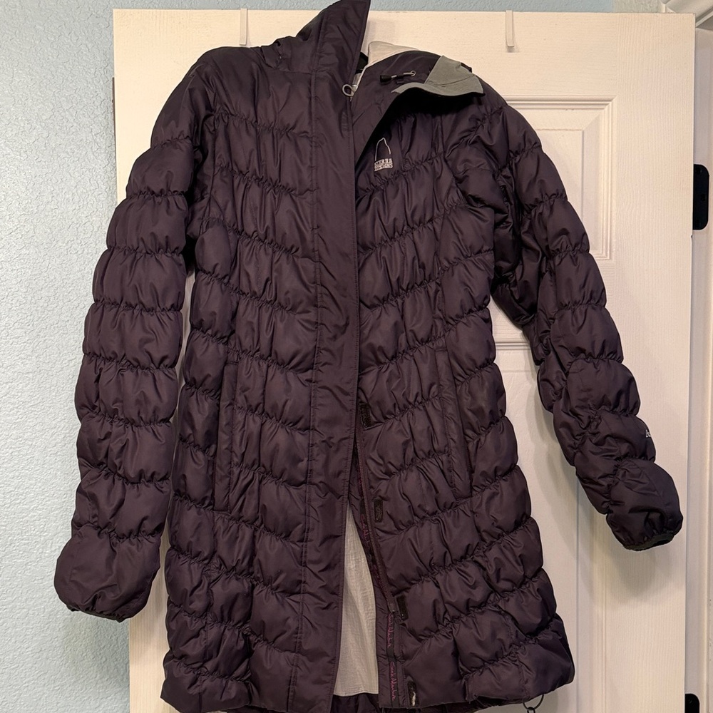 Women's Dark Purple Quilted Puffer Coat